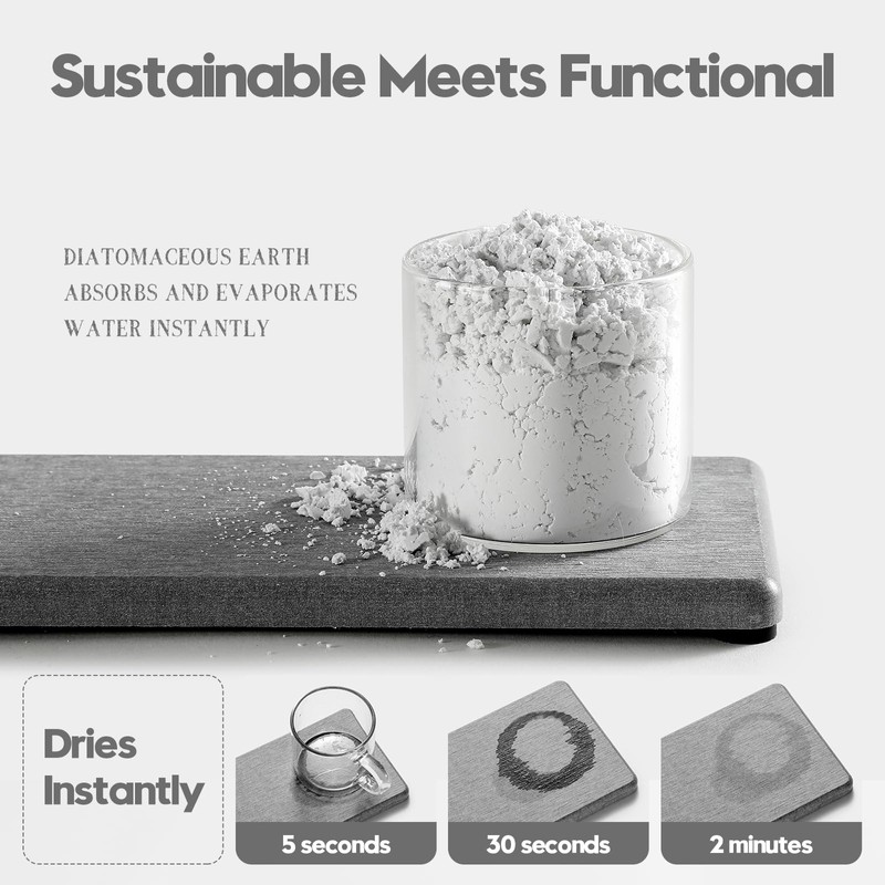 Razborci 2PCS Bathroom Counter Vanity Trays, Water Absorbing Diatomite Stone