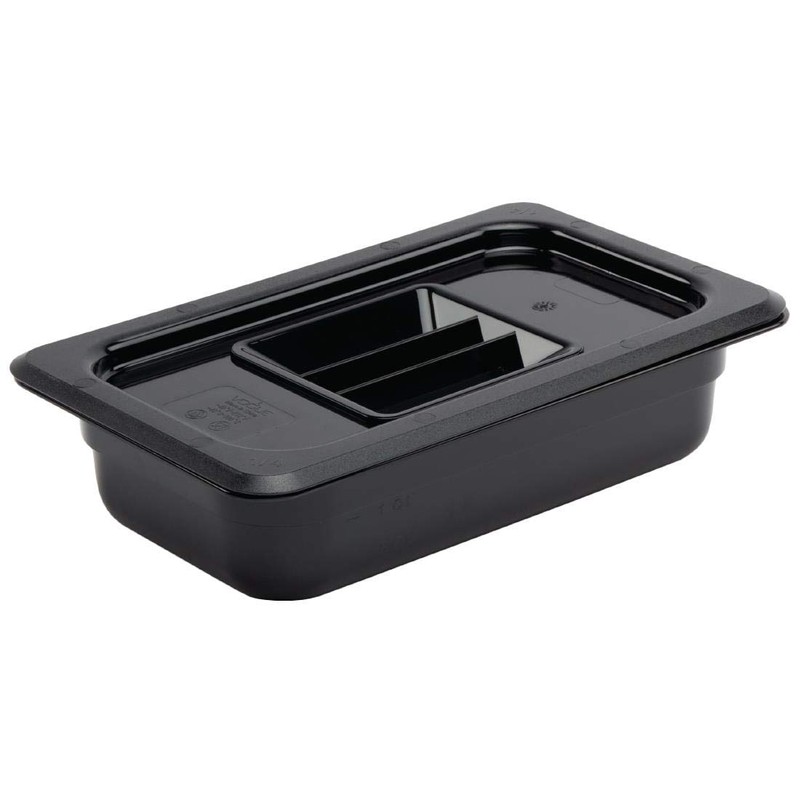 Vogue 1/4 Gastronorm Container 65mm 1.6 Litre Black Catering Food