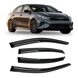 Arokzn 4pcs Smoke Tinted Tape-On Side Window Visor Rain Guards Designed for Kia Forte 2019 2020 2021 2022 2023 EX FE GT LINE LXS Shatterproof Window Deflectors 4 pcs