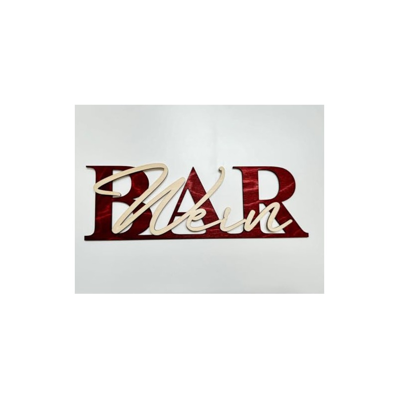 Wein-BAR Schild mit 3D-Schriftzug aus Holz (30cm) Schwarz
