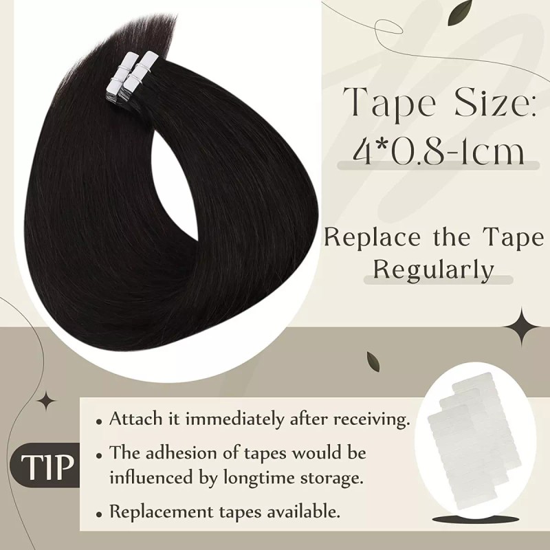 Full Shine Extensiones Cabello Real 50gr 14in 1b Cinta Negra