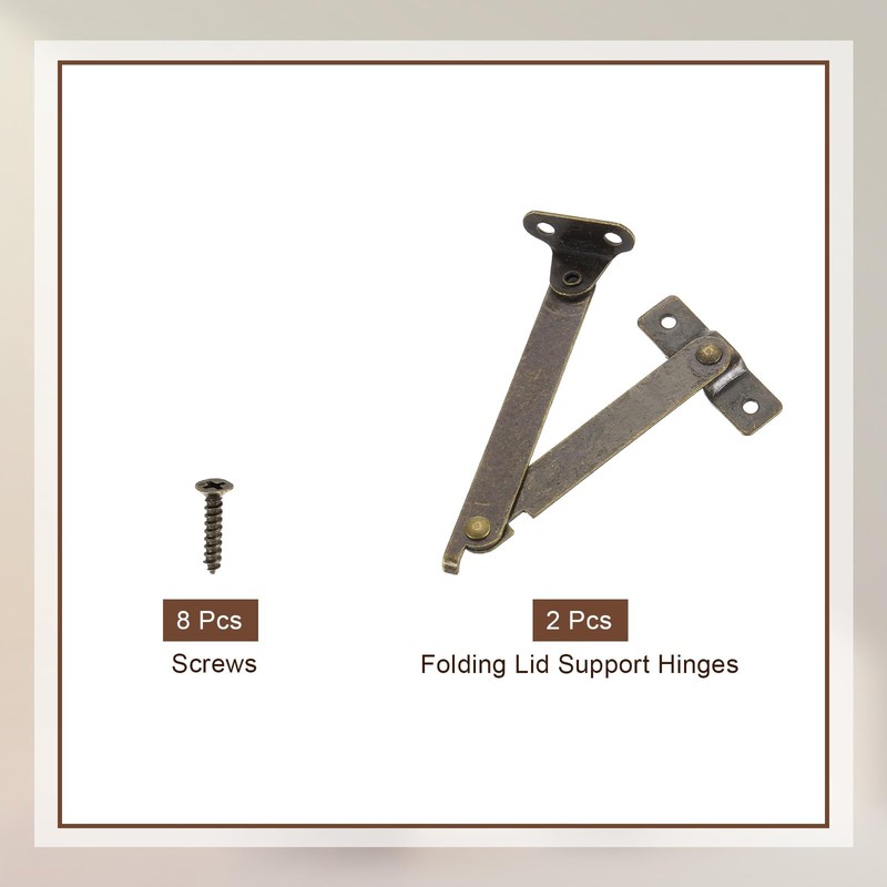 sourcing map 2Pcs 3.4" Folding Lid Support Hinges, Lift Up