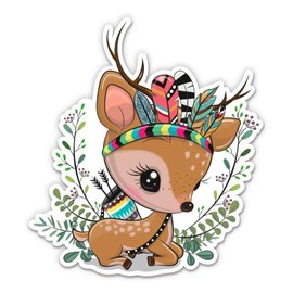 Baby Deer Cute Fawn Forest - 7" Vinyl Sticker - for Car Laptop I-Pad - Waterproof Decal