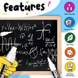 White Window Chalk Markers Pen: 6 Pack White Glass Marker, Liquid Chalk Marker for Chalkboard Signs, Car Window Paint Marker Pen for Bistro, Jars, Erasable, Non-Toxic, 5 Nib Sizes (1, 3, 6, 10, 15mm)