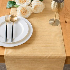 The White Petals Gold Dining Table Runners (13x90 inch, Pack of 1) Fabric Lined | Properly Finished, No Fray Edges | for Home, Kitchen, Dining Room, Holiday, Wedding Party Decor