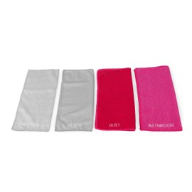 Kleeneze KL068118EU Super Absorbent Microfibre Cloths for Cleaning and Removing Bacteria, Pack of 4, Pink and Grey, Ideal for Dusting, Cleaning Glass, Bathrooms and Kitchens