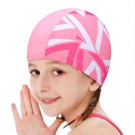 Kids Swimming Cap, Swimming Cap, Girls, Boys, Kids Swimming Hat, Cute Pattern, Elementary School Student, Comfortable, High Elasticity, Cloth Hat, Swim Cap, Protects Ears and Hair, Pool Hat, Training