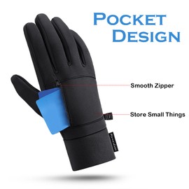 Domary Guantes Impermeables de Invierno para Hombre, Guantes Deportivos térmicos Antideslizantes con Bolsillo para Pantalla táctil Guantes al Aire