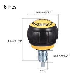 sourcing map Fitness Equipment Pull Pin Spring Knob, M16 Adjustment Fitness Pull Pin Knob for Fitness Equipment Bicycle Equipment, Black Yellow 6Pcs