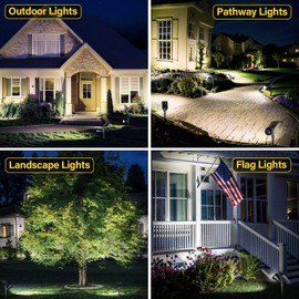 ROSHWEY Solar Spot Lights Outdoor - 600LM Spotlights Waterproof Outside Flood Lighting for Driveway Backyard Patio Garden Landscape Deck Garage (Cool White, 2 Pack)