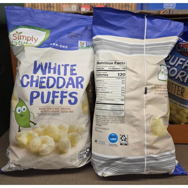 Simply Nature NON-GMO Gluten Free White Cheddar Puffs 4oz 113g