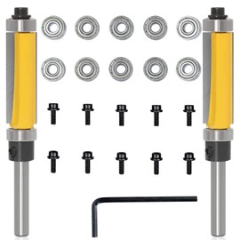 Bestgle Trimmer Bit, 0.25 inch (6.35 mm) Router Bit, Double-edged Cemented Carbide Cutting Tool, Router Bit, For Carpentry, Cutting Cutter, Ball Bearings, Deep Groove Ball Bearings, Ball Bearings, Bits for Electric Trimmers, 10 Pieces, Inner Diameter 0.1