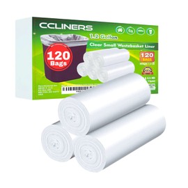 1.2 Gallon 120 Clear Small Trash Bags Bathroom 1 Gallon Garbage Bags Plastic Wastebasket Mini Trash Bags Can Liners for Home and Office Bins, 120 Count