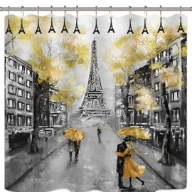 ZILucky Set of 12 Eiffel Tower Shower Curtain Hooks Parisian Paris France Shabby French Chic Cottage Style Theme Home Shower Curtain Rings Decor Accessories Bathroom Rustproof (Black)