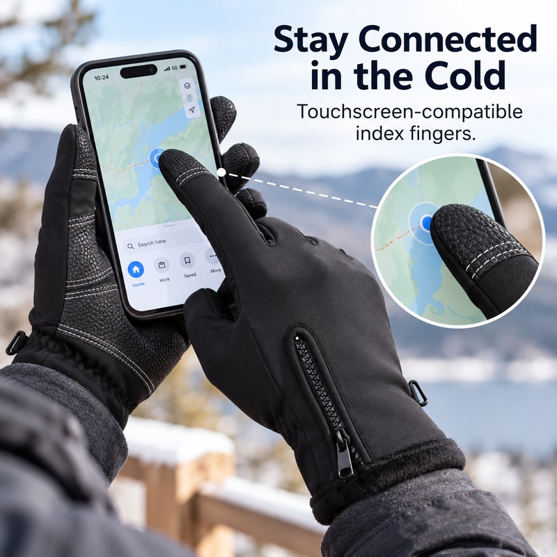 Winter Thermal Touchscreen Gloves with Soft Fleece Lining, Non-Slip Grip