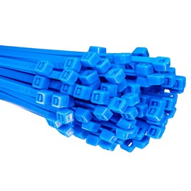HORZEFIX Cable Ties Pack of 100 Blue Long Stable UV Resistant Universal Ties 2.5/3.6/4.8/7.6 Wide (3.6 x 140 mm)