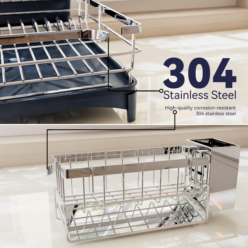 Azevix Dish Drying Rack for Kitchen Counter - 304 Stainless
