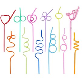 12 Pcs Colorful Curly Straws – Reusable Party Straws for Drinks, Durable and Fun Drinking Straws
