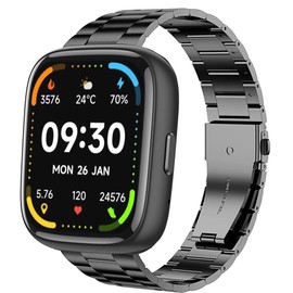 Compatible with Faweio Smartwatch Bands,Lamshaw 22mm Stainless Steel Metal Replacement Straps Compatible for Faweio IDW13/IDW16/IDW17/IDW19/IDW26/IDW21 Smartwatch (Black)