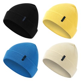 UVSAI 4 Pack Beanies Winter Soft Warm Hats for Men Women Cozy Knitted Cuffed Unisex Skull Beanie