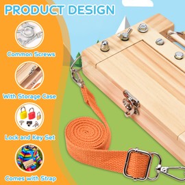 CGYUJISD Montessori Screwdriver Board -Lock and Key Toy Set for Kids, Storage Wooden Tools Preschool Sensory Toys for 3 4 5 +Year Old, Fine Motor Skills Toys