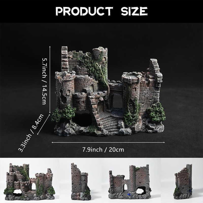 Aquarium Castle Fish Tank Bubbler Decorations for Aquatic Pets to