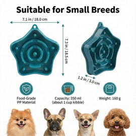 Sufisat Small Slow Feeder Dog Bowl, Anti-Choking Puzzle Maze for Small Dogs, Slows Down Eating to Prevent Bloat & Improve Digestion, 1 Cup Capacity, BPA-Free & Easy to Clean
