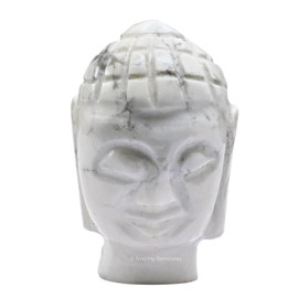 Howlite Crystal Buddha Head Statue for Zen - Buddah Decor Statue Figurine for Meditation - Adornos Decoraciones Para Salas de Casa