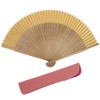 Kyoetsu Women's Hand Fan, Pure Silk, Plain, Tea Bone Set,