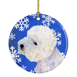 Caroline's Treasures LH9270-CO1 Westie Winter Snowflakes Holiday Ceramic Ornament, 3 in, Multicolor