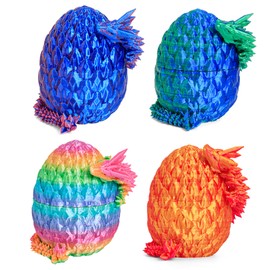 Philicoco 3D Printed Articulated Dragon Egg – Easter Basket Stuffers, Fidget Toy Gift for Kids & Adults(4Pcs)