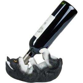 BRUBAKER Wine Bottle Holder Cat - Polyresin Bottle Decoration - Kitten Decorative Figurine Hand Painted Bar Accessory for Wine Bar - Funny Wine Gift