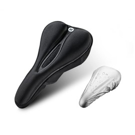 ROCKBROS Bike Seat Cover Gel Comfort Bicycle Saddle Soft Cushion Breathable for Road Mountain Bikes with Rain Cover Black Large