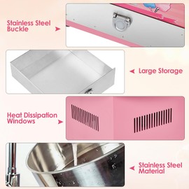 Electric Cotton Candy Maker Commercial, Cotton Candy Machine for Kids with 20 inch Stainless Steel Bowl for Family, Party, Amusement Park, Carnival- Pink