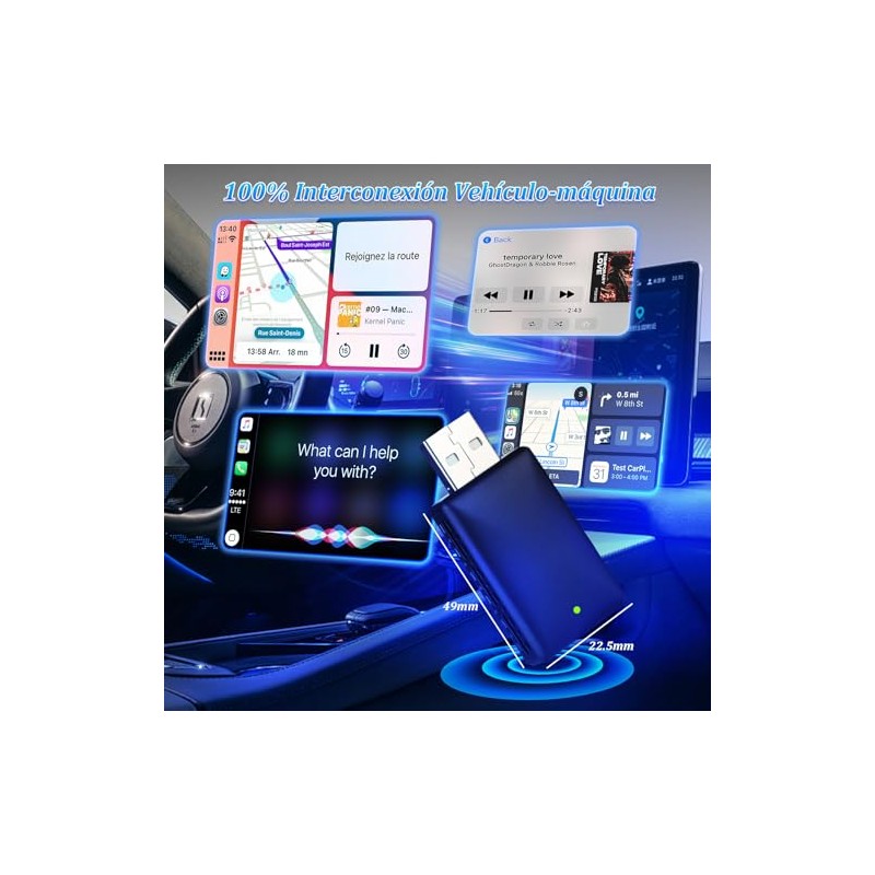 Mini Adaptador Automatico inalámbrico, 2026 Inalambrico Adaptador CarPlay/Android 2 en