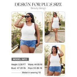 Chulianyouhuo Women’s Plus Size Tank Tops Summer Sleeveless Basic Cami Top Shirt Casual Knit Ribbed Racerback Blouse