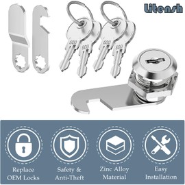 Litensh Mailbox Lock with 4 Keys, Cabinet Cam Lock, Letterbox Lock, Drawers Lock, Dresser Lock, Cupboard Door Lock, Furniture Locker Lock (20MM)