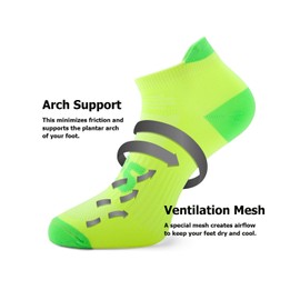 SLS3 Thin Running Socks for Women & Men, 3 Pack - Ultra Light Neon Running Socks for Men & Women - Blister Prevention Neon Ankle Socks for Runner (Yellow/Melon Orange/Pink, Small-Medium)