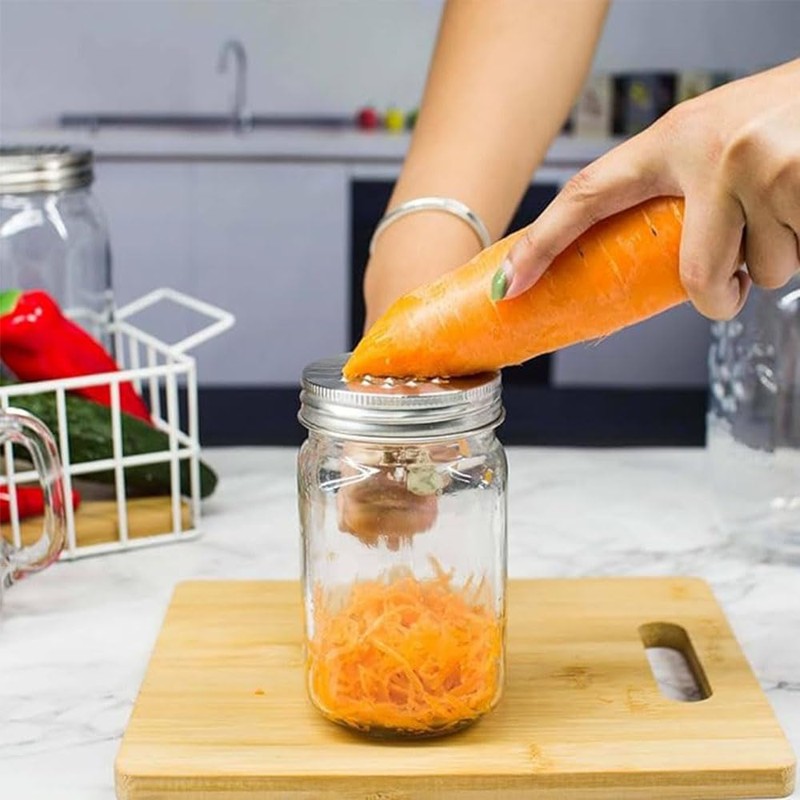 Mason Jar Grater Lid Set, Cheese Grating Covers, Reusable Multipurpose