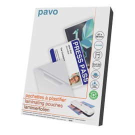 Pavo - Lam Pouch 2x125mic Size 67x99mm x 100 - Glossy (Pack of 100)