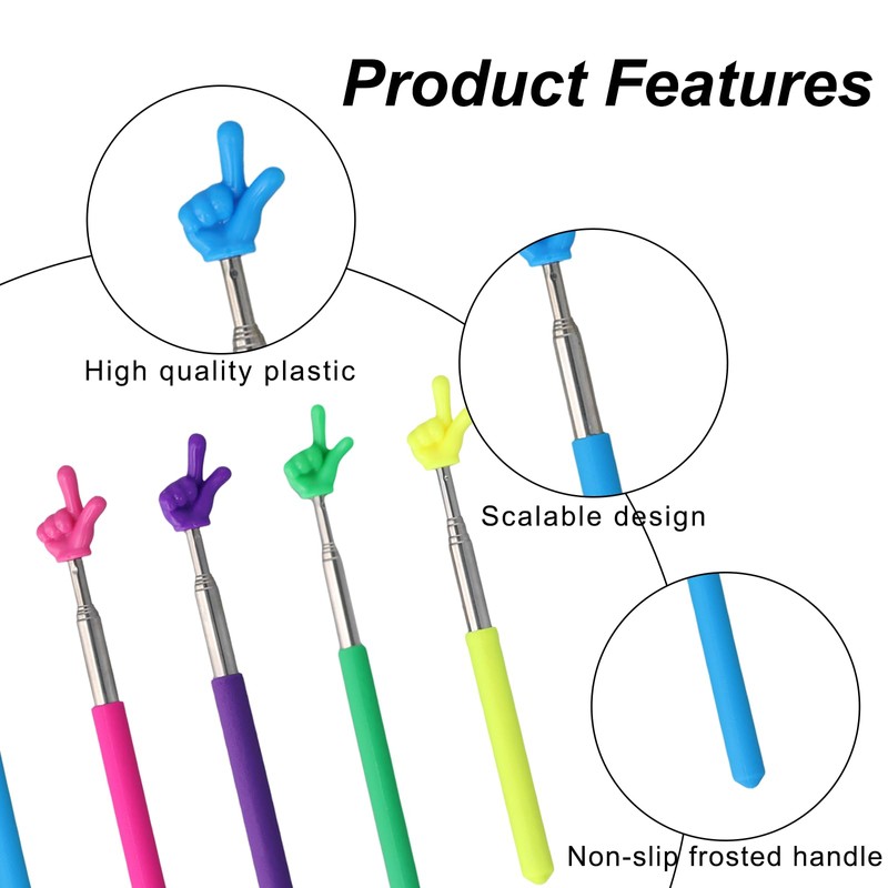 Pack of 5 Pointing Sticks, Extendable Finger, 68 cm, Multifunctional