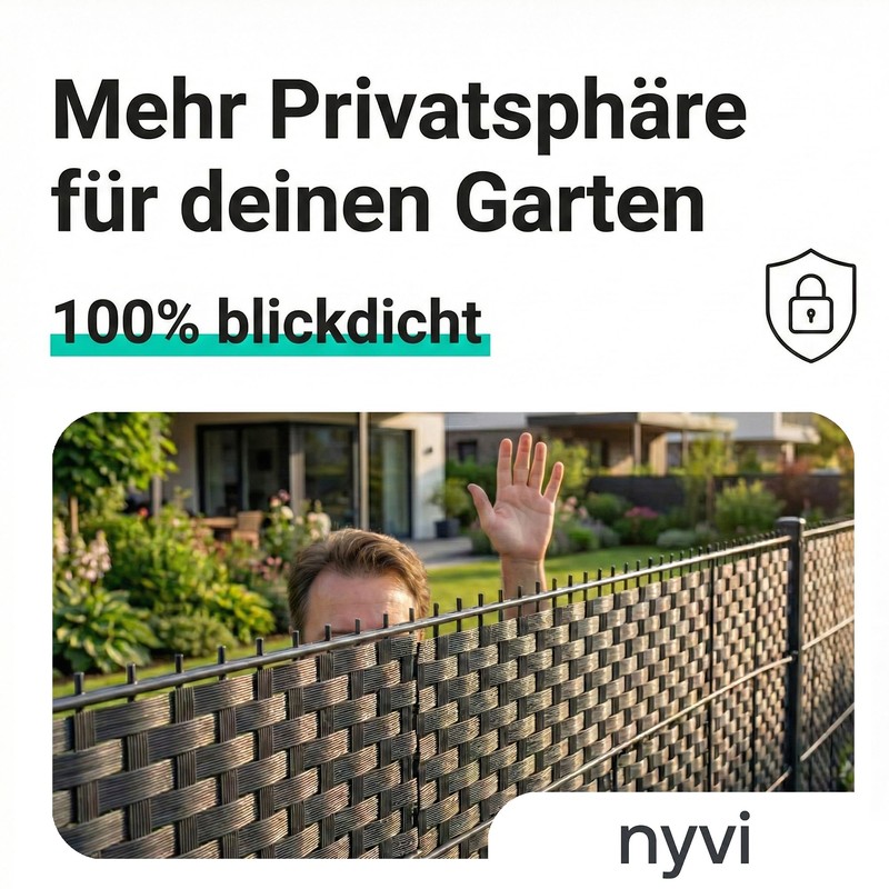 NYVI Polyrattan Privacy Screen Strips Privafence Anthracite 255 x 19