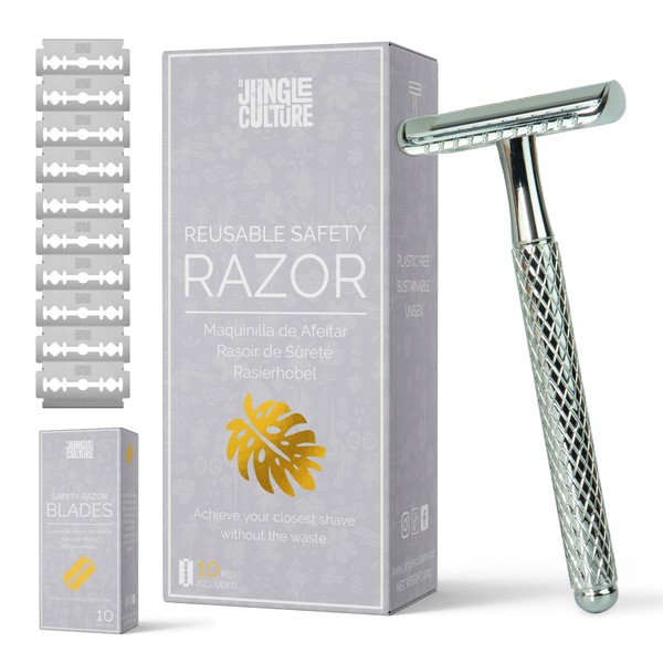 Jungle Culture® Women's Safety Razor with 10 Blades • Environmentally