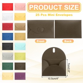 uxcell Mini Envelopes, 25 Pack Greeting Card Envelopes with Heart Clasp Tiny Items Storage Cute Present Card Holder for Wedding Greeting Party Letter Mailing, Coffee 4" x 2.8"