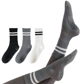 3 Pairs Non Slip Yoga Socks for Women, Pilates Socks with Grips, Anti Slip Sport Grip Socks for Yoga, Dance Barre, Ballet, Hospital, Workout, Barefoot Socks, Comfortable Non Skid Socks for Women