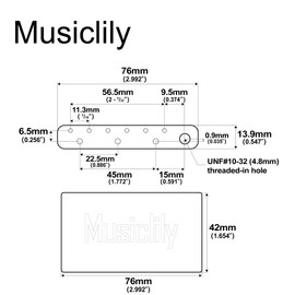 Musiclily Ultra 42mm Bloque Tremolo de Latón Espaciado de Cuerdas 56,5 mm para para Guitarra Eléctrica USA/México Fender Vintage Strat Style Classic Series