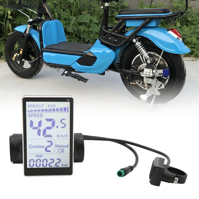 Electric Bike LCD Meter Panel, 5 Pin 24V 36V 48V