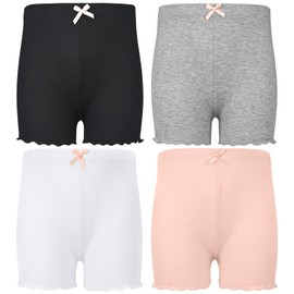 KOOOGEAR Girls Dance Shorts Safety Dress Shorts,4 Pack Kids Breathable Stretchy Cycling Dancing Short Pants for Girls Size 4-12 Years (UK, Age, 5 Years, 6 Years, Regular, Black/White/Grey/Pink)