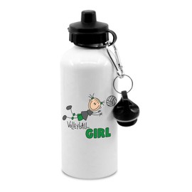 New Spirit Original Volleyball girl green black and white stick figure water bottle with clip, drinks bottle, drinks cup, water, hyrdate, sports