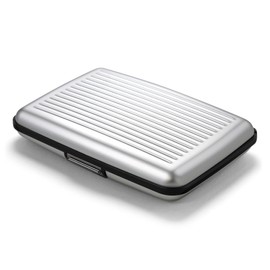 ÖGON -DESIGNS- Aluminium Card Case with Metal Closure, RFID Protection Against Fraud and Demagnetization, Compact Wallet, Model Smart Case Stockholm, Aluminium silver, Standard size, Modern